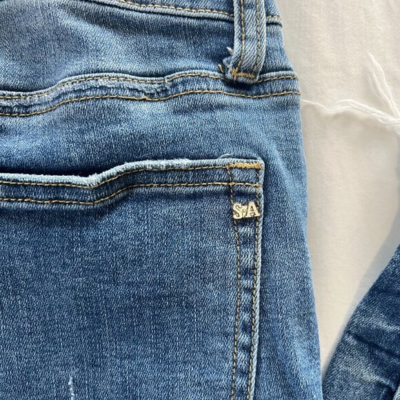 Special A Medium Wash High Waist Fringe Hem Skinny Leg Jeans | Size 3/25 - Picture 8 of 10